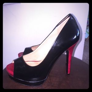 4” Black & Red Faux Leather Pumps
